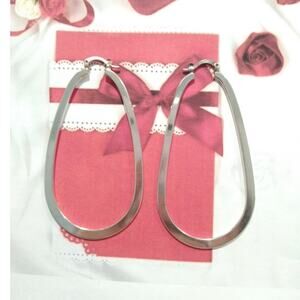 925 Sterling Silver Hoop Huggie Earrings Large Oval Women Jewelry Lot Gift